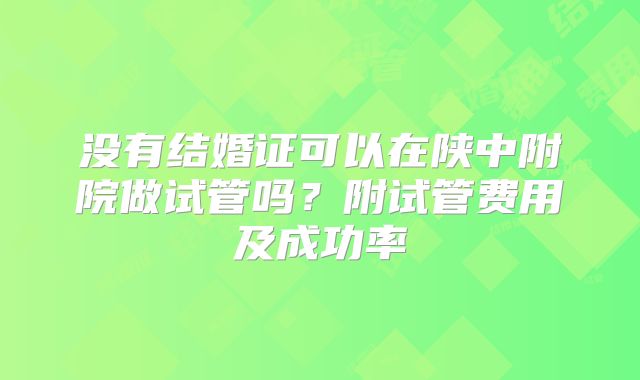 没有结婚证可以在陕中附院做试管吗？附试管费用及成功率