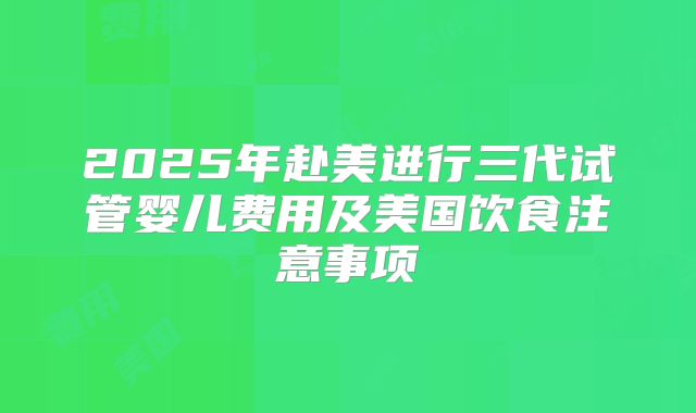2025年赴美进行三代试管婴儿费用及美国饮食注意事项