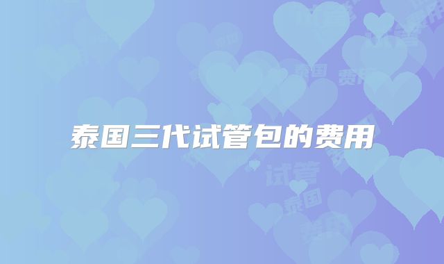 泰国三代试管包的费用