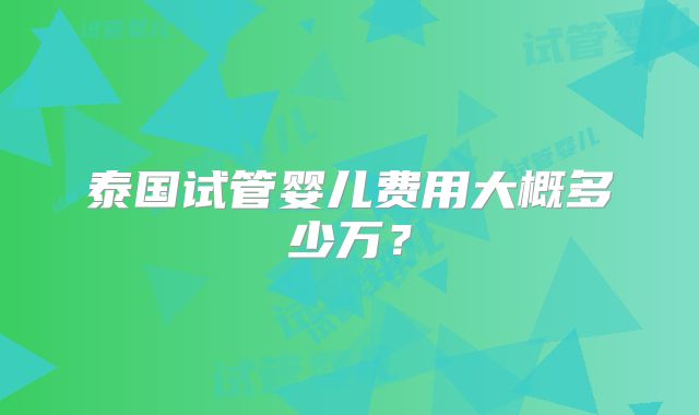泰国试管婴儿费用大概多少万？