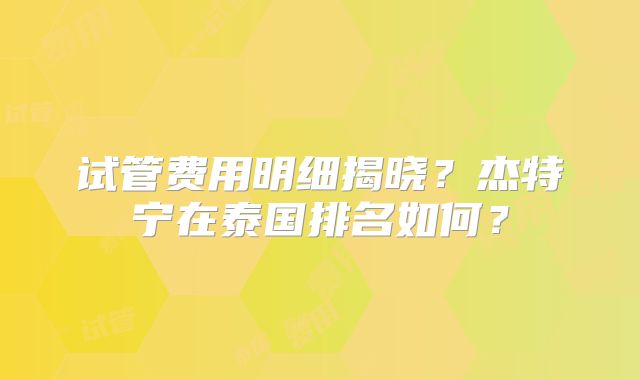 试管费用明细揭晓？杰特宁在泰国排名如何？