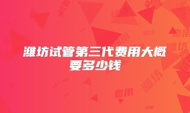 潍坊试管第三代费用大概要多少钱
