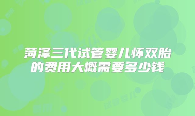菏泽三代试管婴儿怀双胎的费用大概需要多少钱