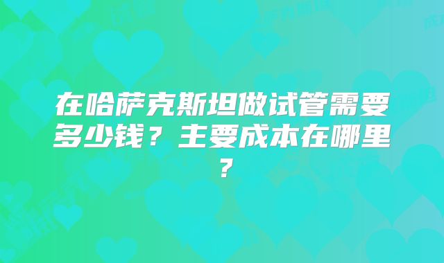 在哈萨克斯坦做试管需要多少钱？主要成本在哪里？