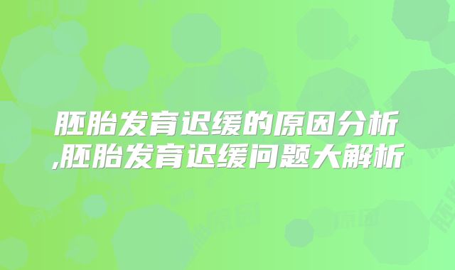 胚胎发育迟缓的原因分析,胚胎发育迟缓问题大解析