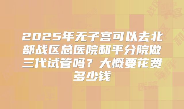 2025年无子宫可以去北部战区总医院和平分院做三代试管吗？大概要花费多少钱