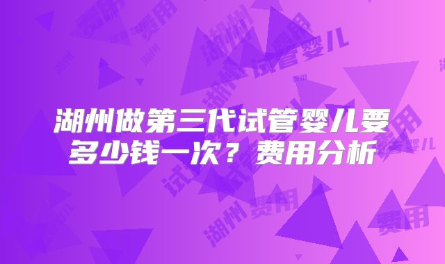 湖州做第三代试管婴儿要多少钱一次？费用分析