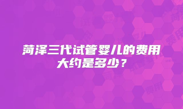 菏泽三代试管婴儿的费用大约是多少？