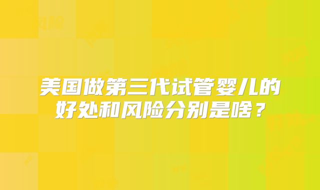 美国做第三代试管婴儿的好处和风险分别是啥?