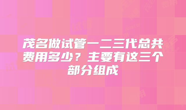 茂名做试管一二三代总共费用多少?主要有这三个部分组成