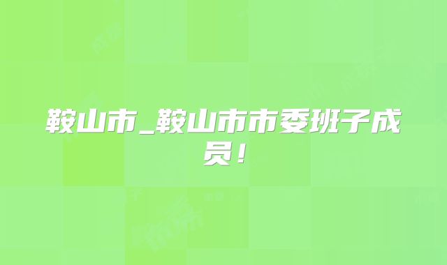 鞍山市_鞍山市市委班子成员！