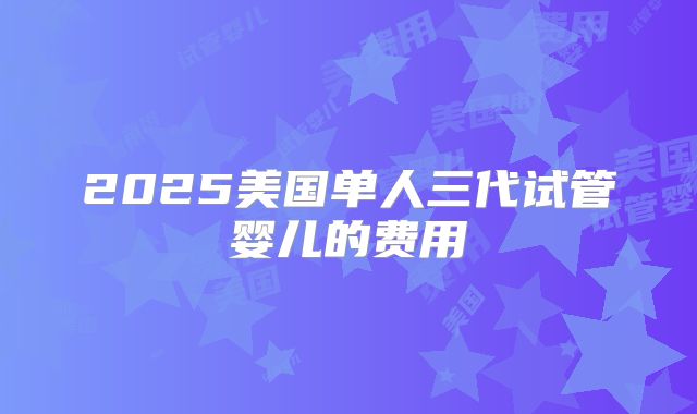 2025美国单人三代试管婴儿的费用