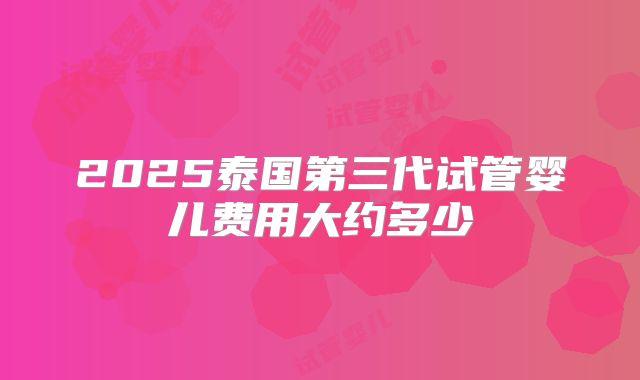 2025泰国第三代试管婴儿费用大约多少