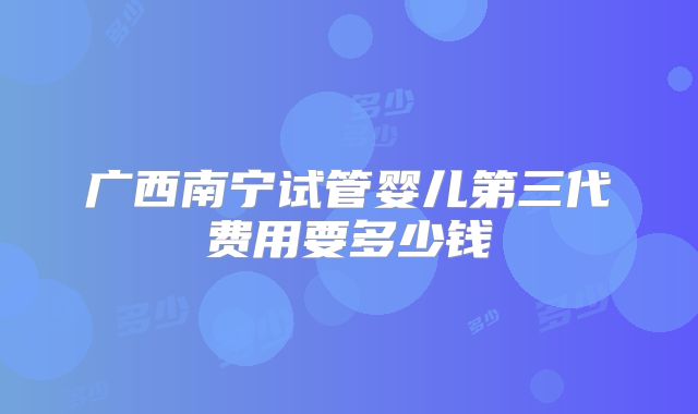 广西南宁试管婴儿第三代费用要多少钱