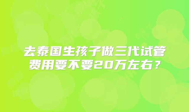 去泰国生孩子做三代试管费用要不要20万左右？