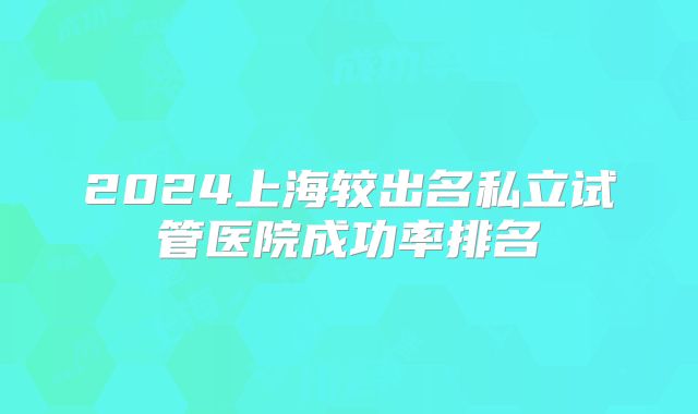 2024上海较出名私立试管医院成功率排名