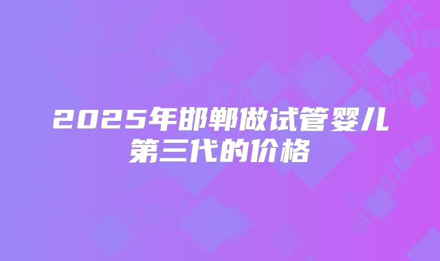 2025年邯郸做试管婴儿第三代的价格