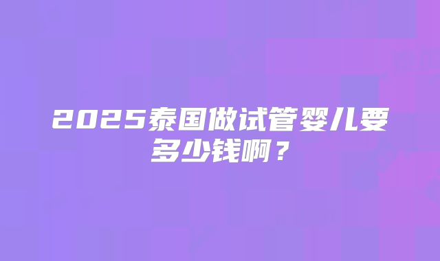 2025泰国做试管婴儿要多少钱啊?
