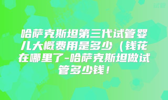 哈萨克斯坦第三代试管婴儿大概费用是多少(钱花在哪里了-哈萨克斯坦做试管多少钱!