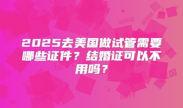 2025去美国做试管需要哪些证件？结婚证可以不用吗？