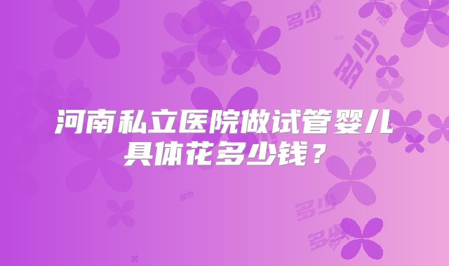 河南私立医院做试管婴儿具体花多少钱？