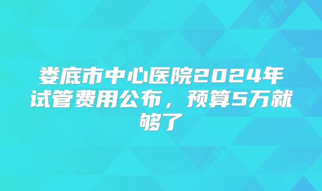 娄底市中心医院2024年试管费用公布，预算5万就够了