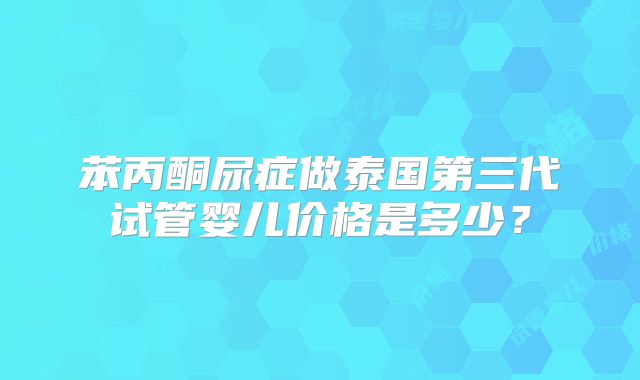 苯丙酮尿症做泰国第三代试管婴儿价格是多少？