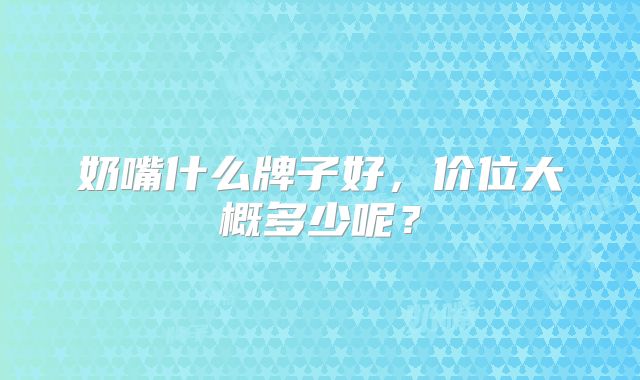 奶嘴什么牌子好，价位大概多少呢？