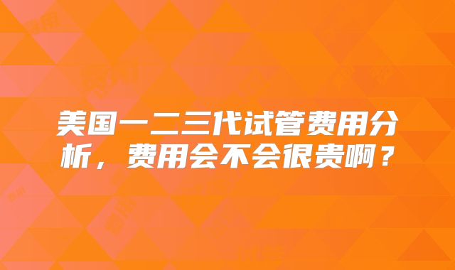 美国一二三代试管费用分析,费用会不会很贵啊?