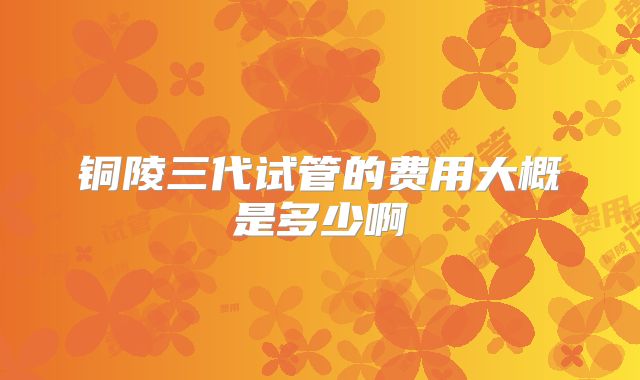 铜陵三代试管的费用大概是多少啊