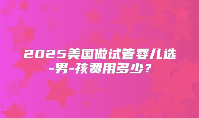 2025美国做试管婴儿选-男-孩费用多少？