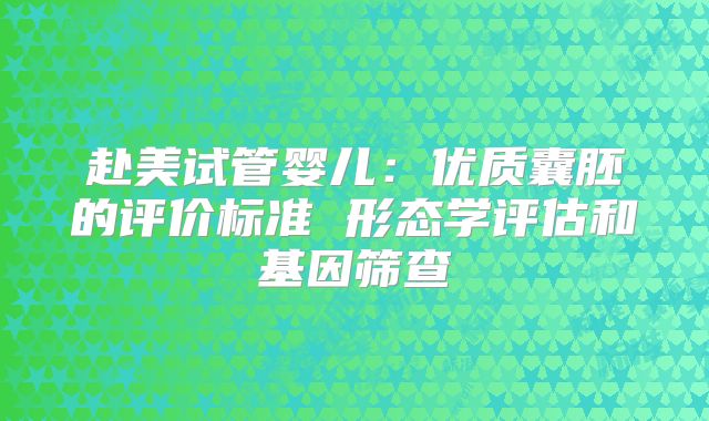赴美试管婴儿:优质囊胚的评价标准 形态学评估和基因筛查