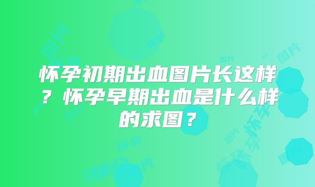 怀孕初期出血图片长这样？怀孕早期出血是什么样的求图？
