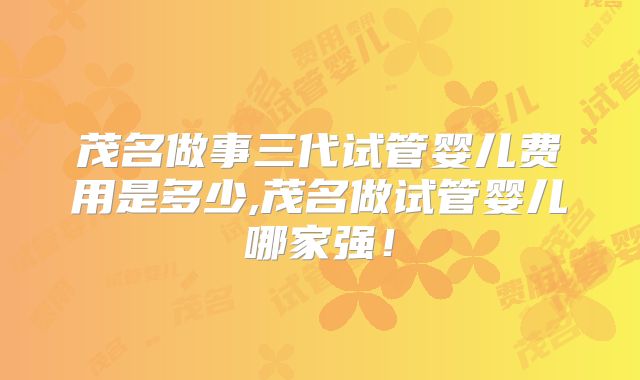 茂名做事三代试管婴儿费用是多少,茂名做试管婴儿哪家强！