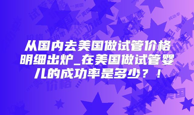 从国内去美国做试管价格明细出炉_在美国做试管婴儿的成功率是多少？！