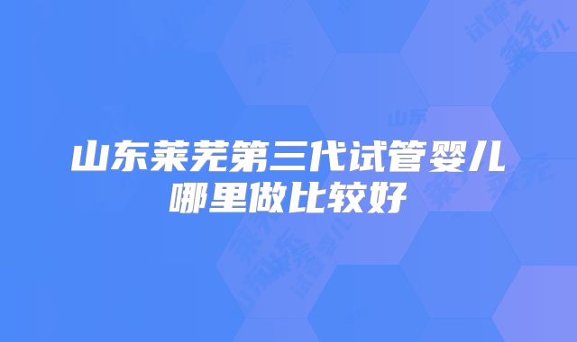 山东莱芜第三代试管婴儿哪里做比较好