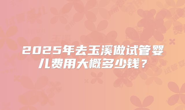 2025年去玉溪做试管婴儿费用大概多少钱?