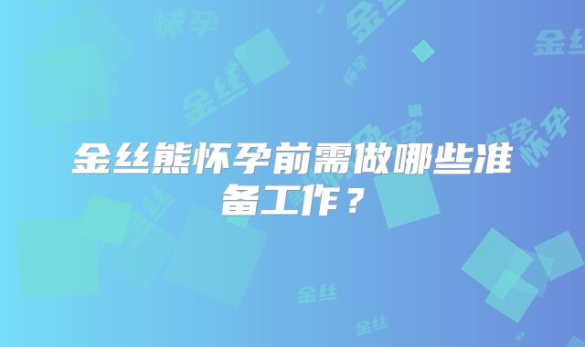 金丝熊怀孕前需做哪些准备工作？