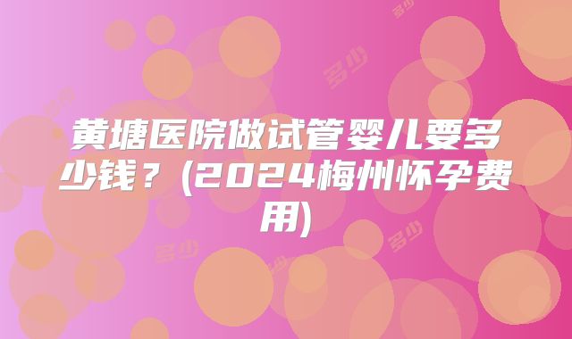 黄塘医院做试管婴儿要多少钱?(2024梅州怀孕费用)