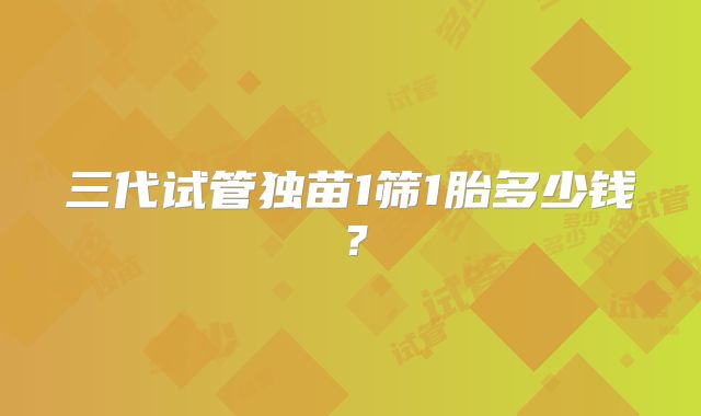 三代试管独苗1筛1胎多少钱？