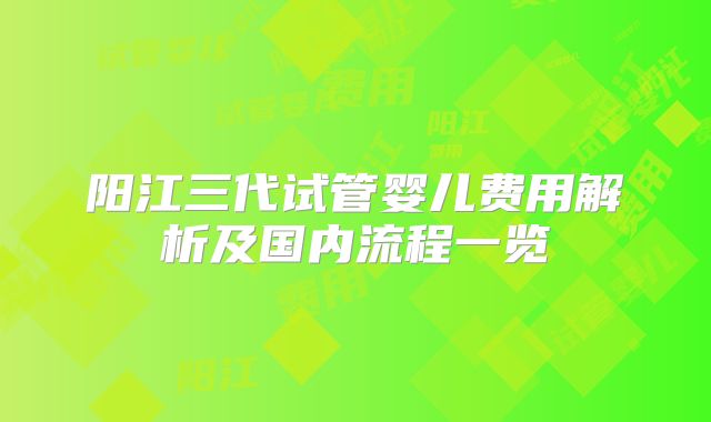 阳江三代试管婴儿费用解析及国内流程一览