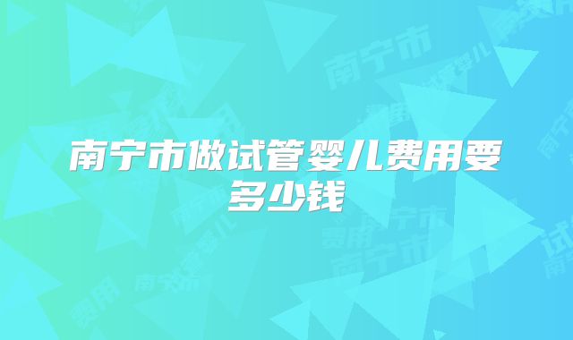 南宁市做试管婴儿费用要多少钱