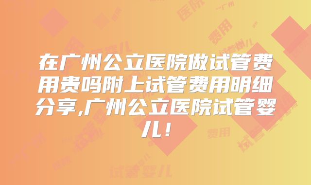 在广州公立医院做试管费用贵吗附上试管费用明细分享,广州公立医院试管婴儿！