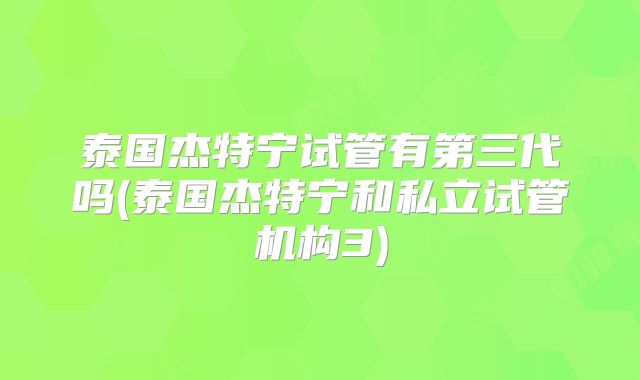 泰国杰特宁试管有第三代吗(泰国杰特宁和私立试管机构3)