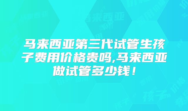 马来西亚第三代试管生孩子费用价格贵吗,马来西亚做试管多少钱！