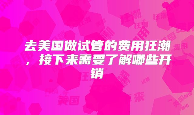 去美国做试管的费用狂潮，接下来需要了解哪些开销