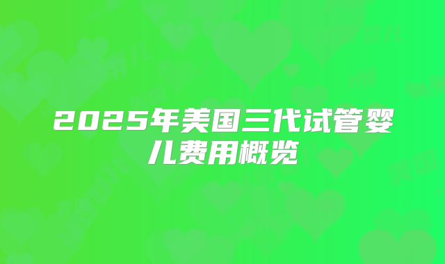 2025年美国三代试管婴儿费用概览