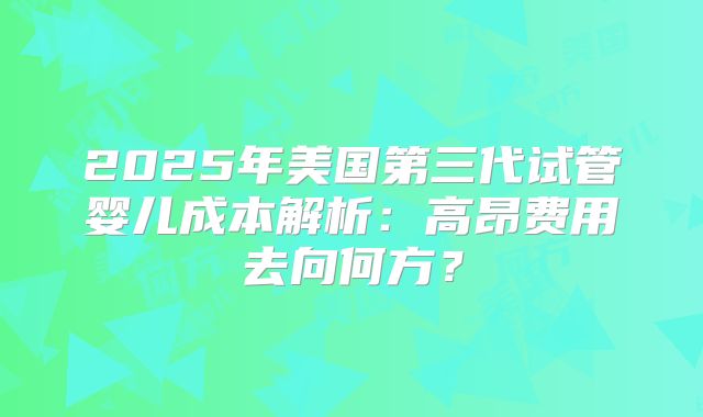 2025年美国第三代试管婴儿成本解析：高昂费用去向何方？