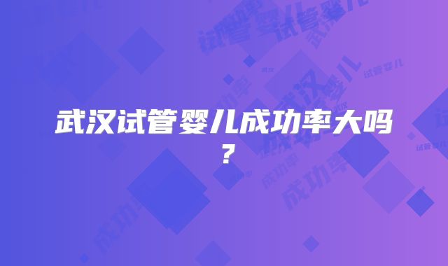 武汉试管婴儿成功率大吗？
