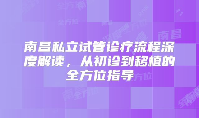 南昌私立试管诊疗流程深度解读，从初诊到移植的全方位指导